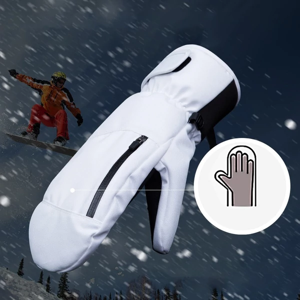 Síkesztyű nőknek és férfiaknak Vízálló érintőképernyő téli snowboardhoz, motoros szánhoz - Szürke, L méret