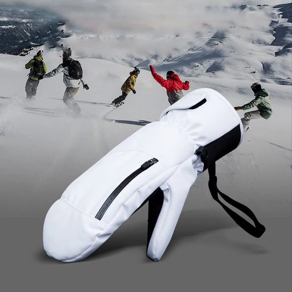 Síkesztyű nőknek és férfiaknak Vízálló érintőképernyő téli snowboardhoz, motoros szánhoz - Fekete, L méret