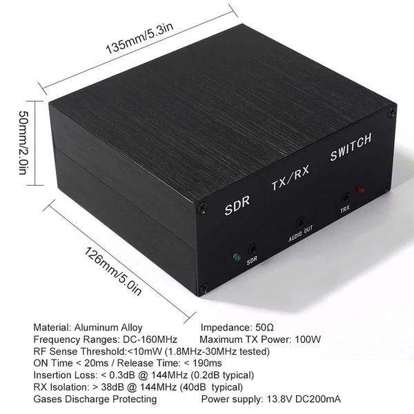 160 MHz-es 100 W-os antennamegosztó SDR adó-vevő TR kapcsoló alumínium ötvözet dobozos eszköz