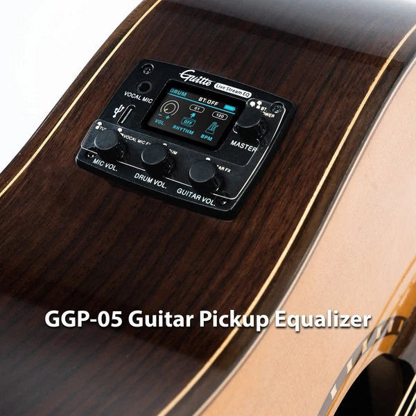 GUITTO GGP-05 gitárfelszedő Equalizer LCD kijelző Többfunkciós élő dob hangerőszabályzó