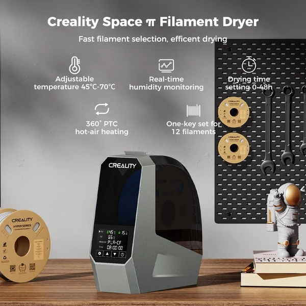 Creality Space π filament szárító doboz 360°-os forró levegős fűtés 1,75 mm-es és 2,85 mm-es szálak támogatása