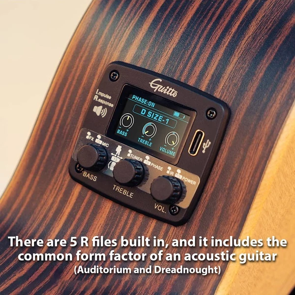 GUITTO GGP-04 akusztikus gitár IR vibrációs hangszedő LCD kijelzővel