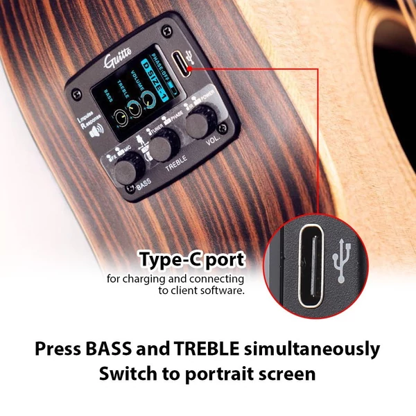 GUITTO GGP-04 akusztikus gitár IR vibrációs hangszedő LCD kijelzővel