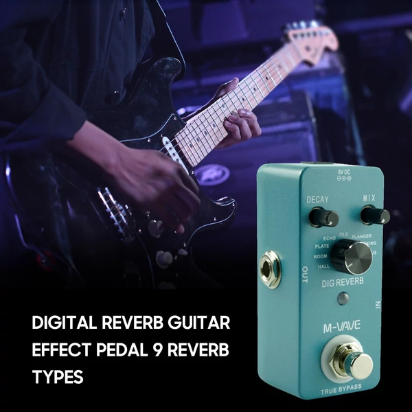 M-VAVE DIG REVERB Digitális visszhang gitár effekt pedál 9 visszhang típusú hanyatlás & Mix vezérlés, valós Bypass, teljes fém burkolat