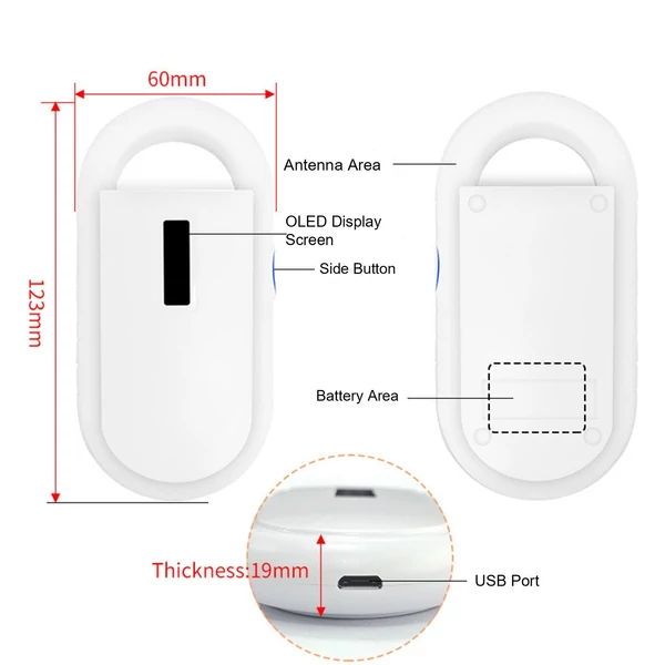 Univerzális mikrochip szkenner háziállatok számára háttérvilágítású képernyővel Fdx-b/Id64 Store 3000 db adat