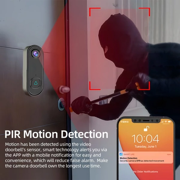 Intelligens vezeték nélküli videó ajtócsengő Kétirányú audio 1080P HD videó PIR mozgásérzékelő éjszakai látás IP55 2,4 GHz WiFi Tuya App távirányító