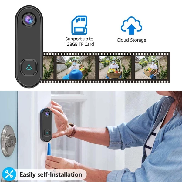 Intelligens vezeték nélküli videó ajtócsengő Kétirányú audio 1080P HD videó PIR mozgásérzékelő éjszakai látás IP55 2,4 GHz WiFi Tuya App távirányító