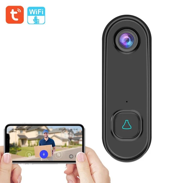 Intelligens vezeték nélküli videó ajtócsengő Kétirányú audio 1080P HD videó PIR mozgásérzékelő éjszakai látás IP55 2,4 GHz WiFi Tuya App távirányító