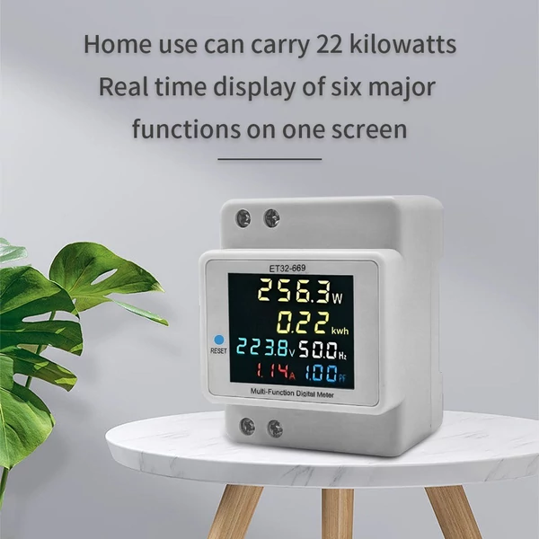 Digitális egyfázisú áramfogyasztási monitor AC40V-300V 100A teljesítmény, feszültség, ampermérő, frekvencia, teljesítménytényező mérő színes LCD képernyővel
