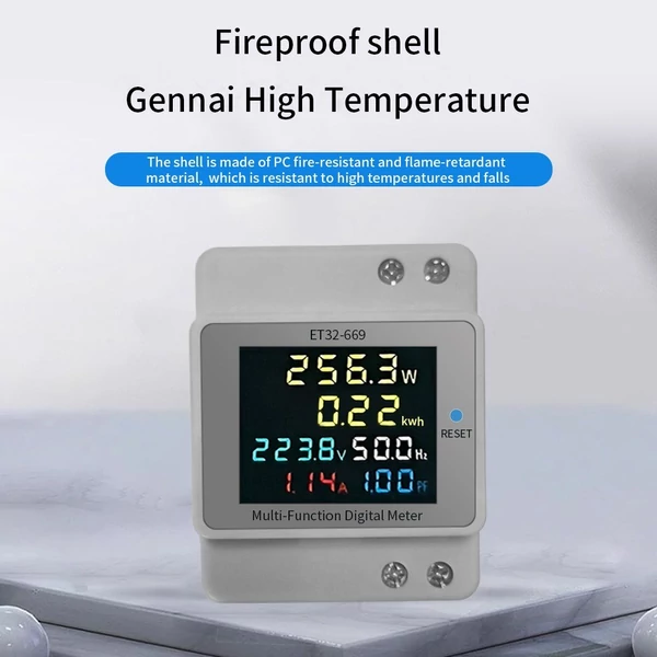 Digitális egyfázisú áramfogyasztási monitor AC40V-300V 100A teljesítmény, feszültség, ampermérő, frekvencia, teljesítménytényező mérő színes LCD képernyővel