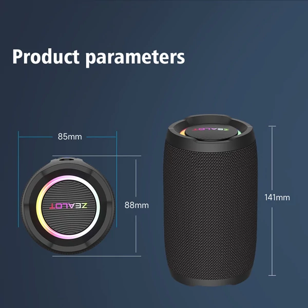 ZEALOT S49 hordozható vezeték nélküli hangszóró BT 5.2 technológiával 40W IP67 vízálló - Kék