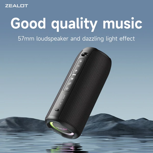 ZEALOT S49 PRO hordozható vezeték nélküli hangszóró BT 5.2 technológiával, IPX6 vízálló - Terepszínű