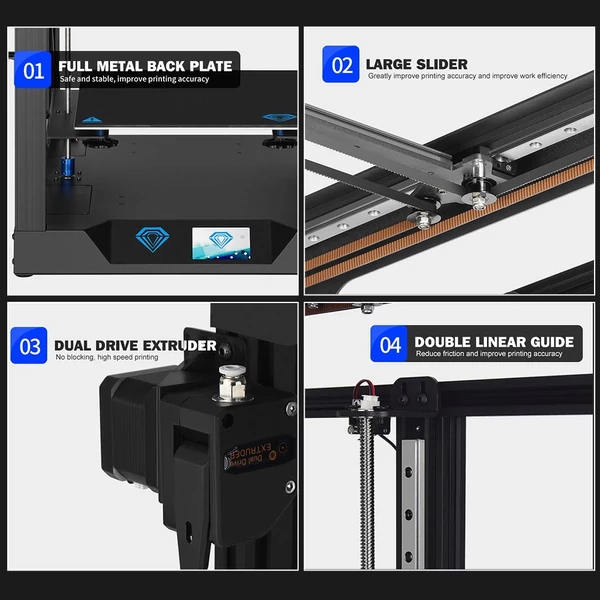 TWOTREES SP-5 3D nyomtató 200 mm/s sebességű nyomtatás kettős meghajtó extruderrel 300x300x330mm nyomtatási méret