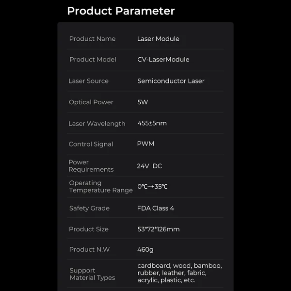 Creality Ender-3 S1 CV-lézer modul 24V 5W lézerfej