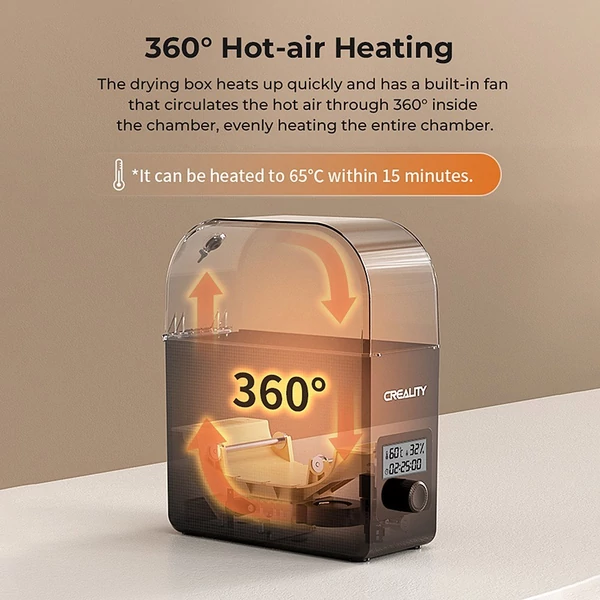 Creality Filament Dryer Box 2.0 360°-os forrólevegős fűtés, 1,75 mm-es és 2,85 mm-es szálak PLA/ABS/ASA/PETG/TPU/PP/PC/PA szálakhoz