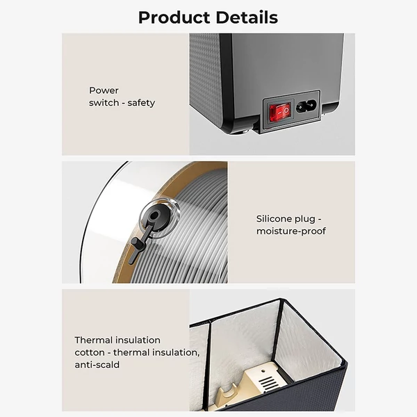 Creality Filament Dryer Box 2.0 360°-os forrólevegős fűtés, 1,75 mm-es és 2,85 mm-es szálak PLA/ABS/ASA/PETG/TPU/PP/PC/PA szálakhoz