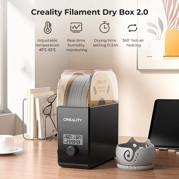 Creality Filament Dryer Box 2.0 360°-os forrólevegős fűtés, 1,75 mm-es és 2,85 mm-es szálak PLA/ABS/ASA/PETG/TPU/PP/PC/PA szálakhoz