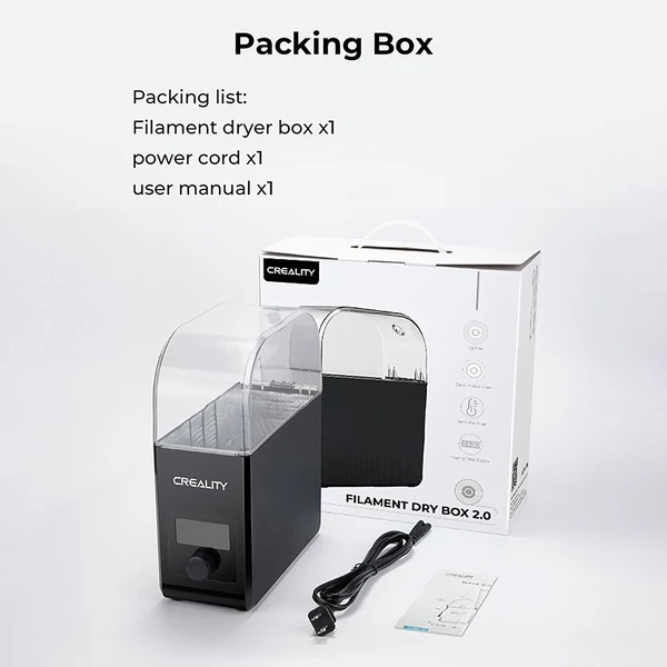 Creality Filament Dryer Box 2.0 360°-os forrólevegős fűtés, 1,75 mm-es és 2,85 mm-es szálak PLA/ABS/ASA/PETG/TPU/PP/PC/PA szálakhoz