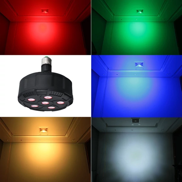 5 LED-es RGBW mini színpadi lámpa távirányítóval E27 lámpatartó Hangvezérlésű KTV bárparti hangulatvilágítás