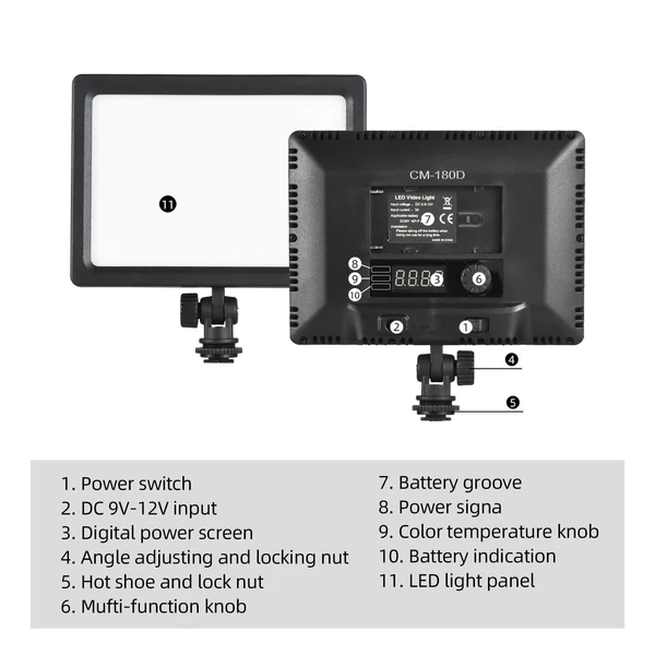 12 W-os mini szabályozható fényképezési LED lámpa	