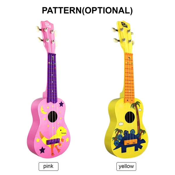 MU2110 21 hüvelykes gyerek Ukulele 12-es fogólappal és tartós fehér nylon húrokkal, teljes fa hordótesttel, 1 csákóval - Pink