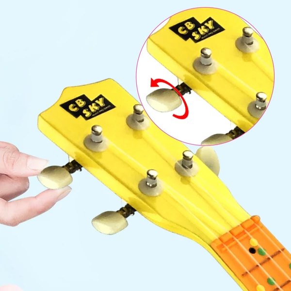 MU2110 21 hüvelykes gyerek Ukulele 12-es fogólappal és tartós fehér nylon húrokkal, teljes fa hordótesttel, 1 csákóval - Sárga