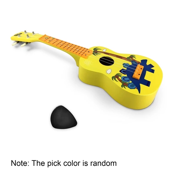 MU2110 21 hüvelykes gyerek Ukulele 12-es fogólappal és tartós fehér nylon húrokkal, teljes fa hordótesttel, 1 csákóval - Sárga