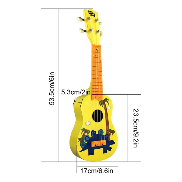 MU2110 21 hüvelykes gyerek Ukulele 12-es fogólappal és tartós fehér nylon húrokkal, teljes fa hordótesttel, 1 csákóval - Sárga