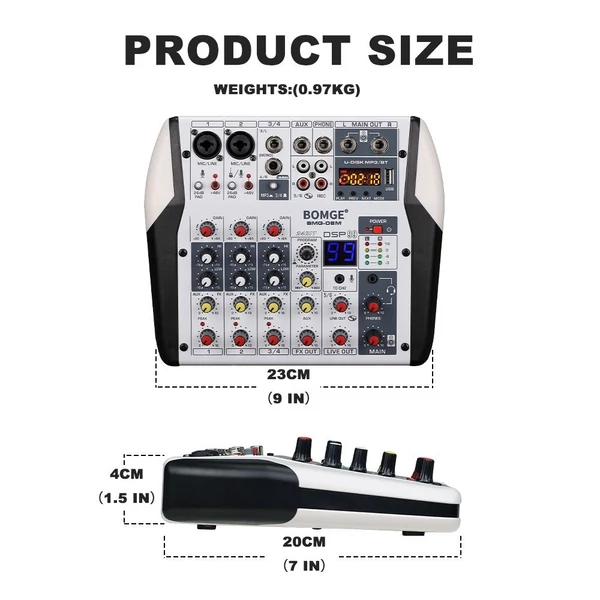 BOMGE 6 csatornás DJ audio hangkeverő