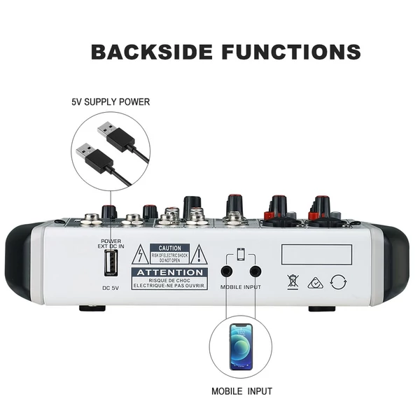 BOMGE 6 csatornás DJ audio hangkeverő