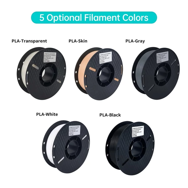 KINGROON 3D nyomtató PLA filament 1 kg 1,75 mm Kiváló minőségű 3D nyomtatási anyag Lebomló környezetbarát műanyag Méretpontosság +/-0,02 mm (2 tekercs szürke + 2 tekercs átlátszó)