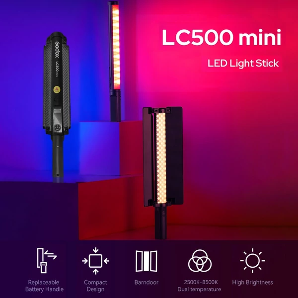 GODOX MINI LC500 20W kézi fényképező lámpa - Fekete