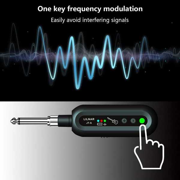 JT-S vezeték nélküli gitárrendszer újratölthető 6,35 mm-es és 3,5 mm-es kettős dugós gitár adóvevő készlet