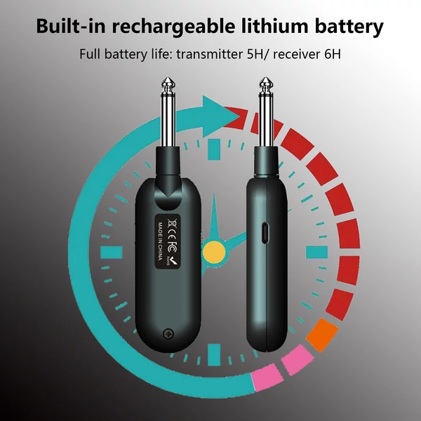JT-S vezeték nélküli gitárrendszer újratölthető 6,35 mm-es és 3,5 mm-es kettős dugós gitár adóvevő készlet
