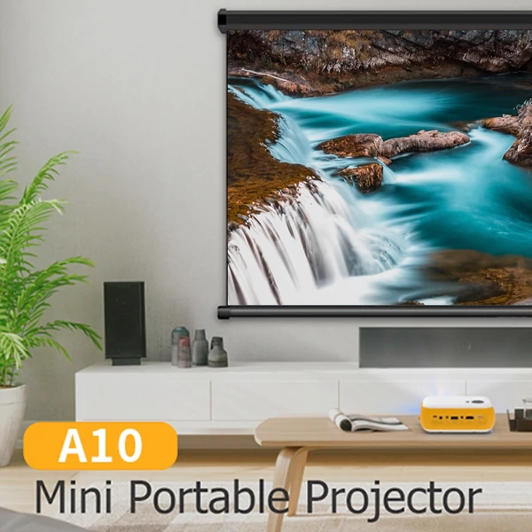 TransJee A10 Mini LCD LED projektor 1080P házimozi HD IN AV USB TF kártyanyílással, 3,5 mm-es audio kimeneti távirányítóval