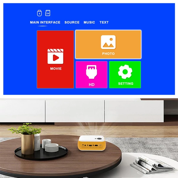 TransJee A10 Mini LCD LED projektor 1080P házimozi HD IN AV USB TF kártyanyílással, 3,5 mm-es audio kimeneti távirányítóval