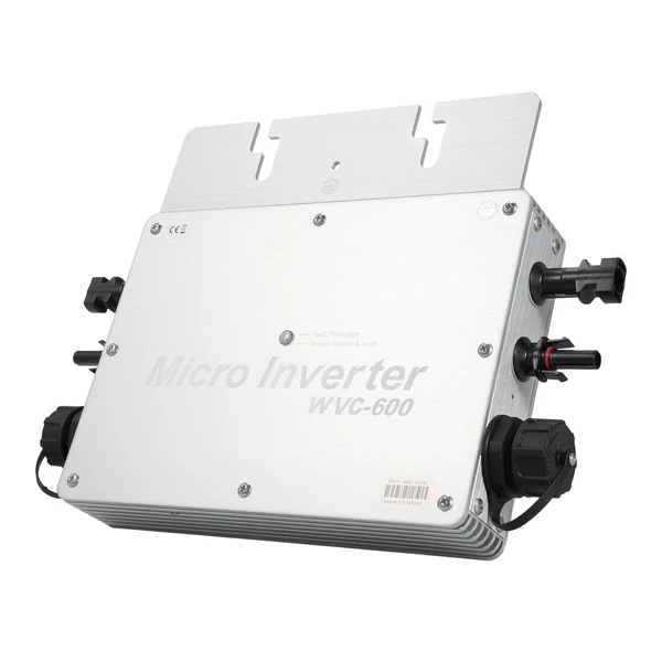 WVC-600 napelemes rácsos mikroinverter, 600 W-os vízálló IP65 MPPT DC22-50V PV bemenet AC220V kimenet, EU csatlakozó