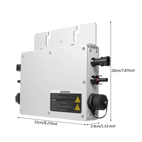 WVC-600 napelemes rácsos mikroinverter, 600 W-os vízálló IP65 MPPT DC22-50V PV bemenet AC220V kimenet, EU csatlakozó