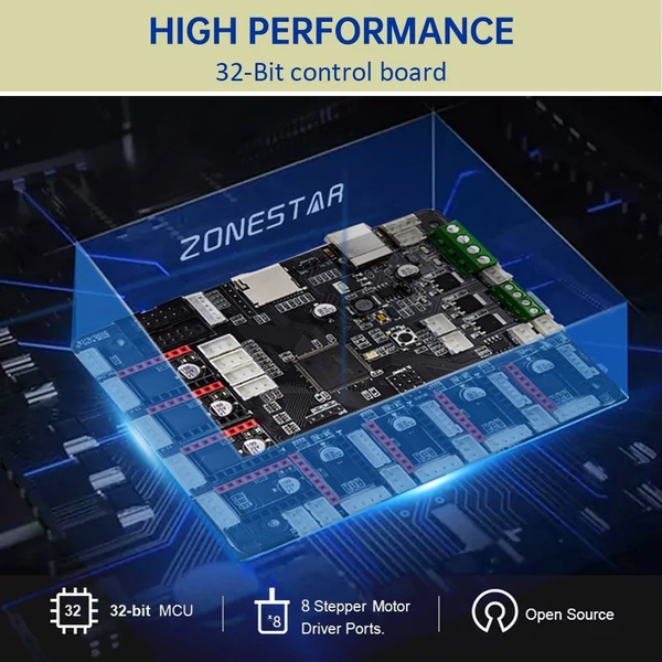 Zonestar Z9V5MK6 3D nyomtató továbbfejlesztett nyomtatási méret 300x300x400mm PLA/PLA+/PETG/ABS-hez