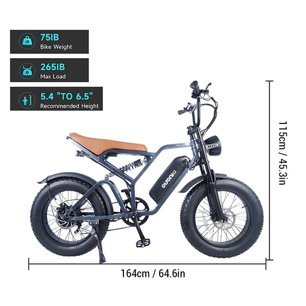 EUENI FXH009 elektromos hegyi kerékpár 20*4,0 hüvelykes gumiabroncs 750W motor 48V 15Ah akkumulátor 50 km