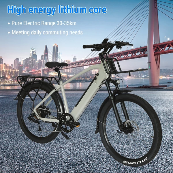 27,5 hüvelykes városi ingázó elektromos kerékpár 500W motor 48V10.4AH akkumulátor 30-35KM tisztán elektromos hatótáv