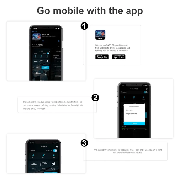 SKYRC GNSS GSM020 teljesítményelemző RC autókhoz, repülőgépekhez, helikopterekhez, FPV-versenyekhez, drónokhoz, G-erő- és sebességméréshez