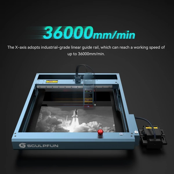 Sculpfun SF-A9 40 W-os lézergravírozó automatikus légrásegítéssel, 36000 mm/perc sebesség