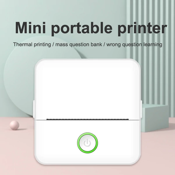 Hordozható mini matrica hőnyomtató gép, tinta nélküli, BT vezeték nélküli, iOS/Android rendszerrel kompatibilis - Fehér+ 5 db Hőpapír + 5 db Matrica + 3 db Színes papír