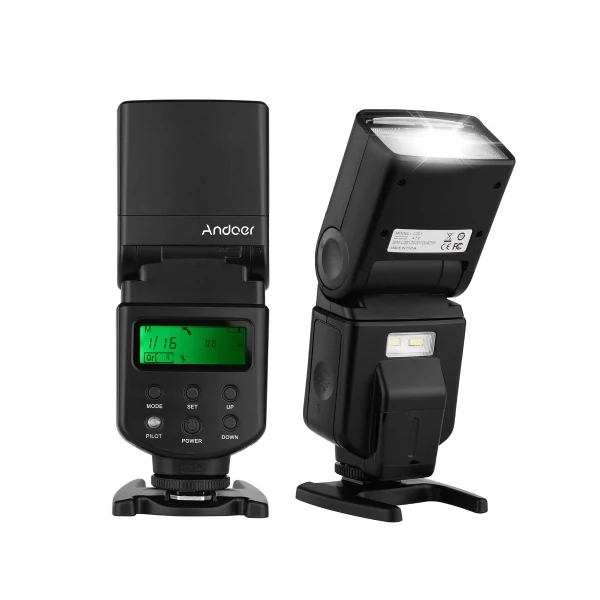 Andoer univerzális vaku Speedlite GN40 állítható LED-es töltőfény a fényképezőgépen lévő vaku konzollal