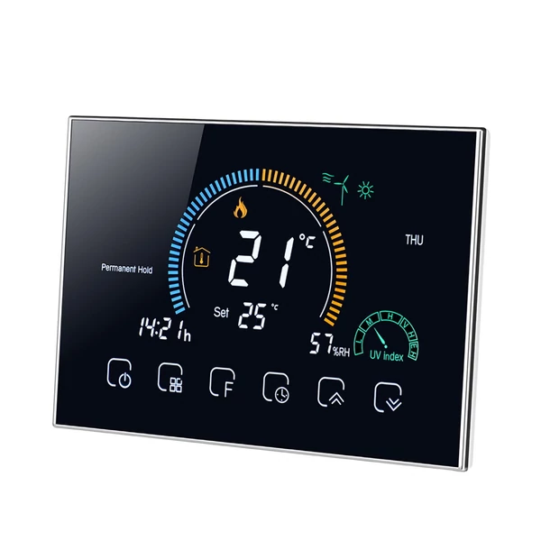 Intelligens programozható termosztát 5+1+1 hat periódusos hangalkalmazás vezérlés háttérvilágítás LCD víz-/gázkazán fűtés (95-240V) - Fekete, Wi-Fi -vel