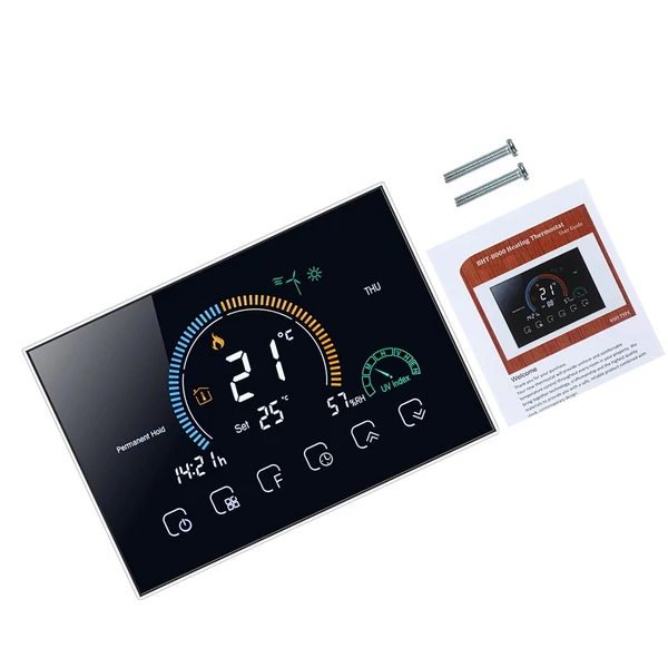 Intelligens programozható termosztát 5+1+1 hat periódusos hangalkalmazás vezérlés háttérvilágítás LCD víz-/gázkazán fűtés (95-240V) - Fekete, Wi-Fi -vel