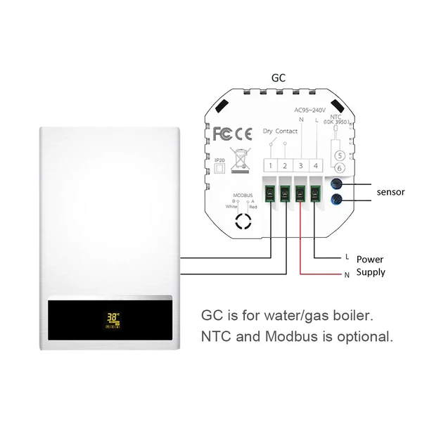 Intelligens programozható termosztát 5+1+1 hat periódusos hangalkalmazás vezérlés háttérvilágítás LCD víz-/gázkazán fűtés (95-240V) - Fehér, Wi-Fi -vel