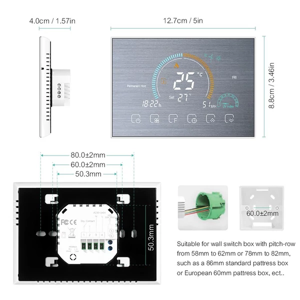 Intelligens programozható termosztát 5+1+1 hat periódusos hangalkalmazás vezérlés háttérvilágítás LCD víz-/gázkazán fűtés (95-240V) - Ezüst, Wi-Fi -vel