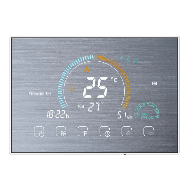 Intelligens programozható termosztát 5+1+1 hat periódusos hangalkalmazás vezérlés háttérvilágítás LCD víz-/gázkazán fűtés (95-240V) - Ezüst, Wi-Fi -vel